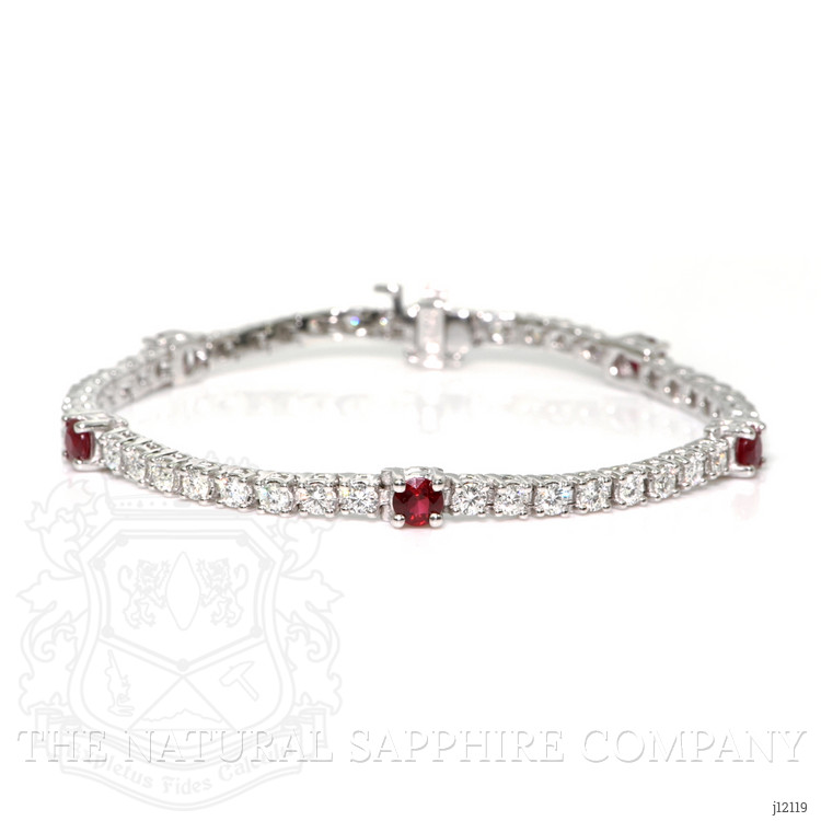 1.50 Ct.Tw. Ruby and Natural Diamond Pave Bracelet, 14K White Gold