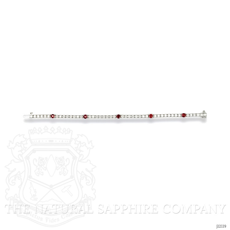 1.50 Ct.Tw. Ruby and Natural Diamond Pave Bracelet, 14K White Gold