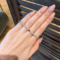 1.50&nbsp;Ct.Tw.Total Carat Weight Ruby and Natural Diamond Pave Bracelet, 14K White Gold Life Style