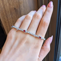 1.50&nbsp;Ct.Tw.Total Carat Weight Ruby and Natural Diamond Pave Bracelet, 14K White Gold Life Style