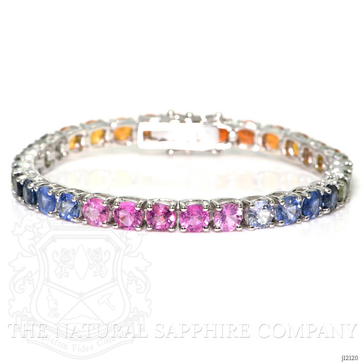 19.27 Ct.Tw. Multi Color Sapphire Tennis/Line Bracelet, 14K White Gold