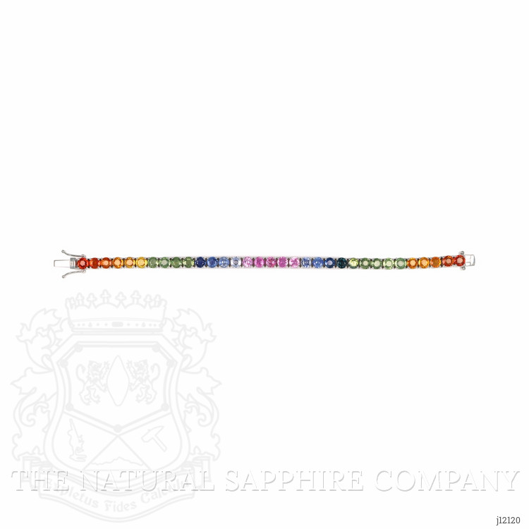 19.27 Ct.Tw. Multi Color Sapphire Tennis/Line Bracelet, 14K White Gold