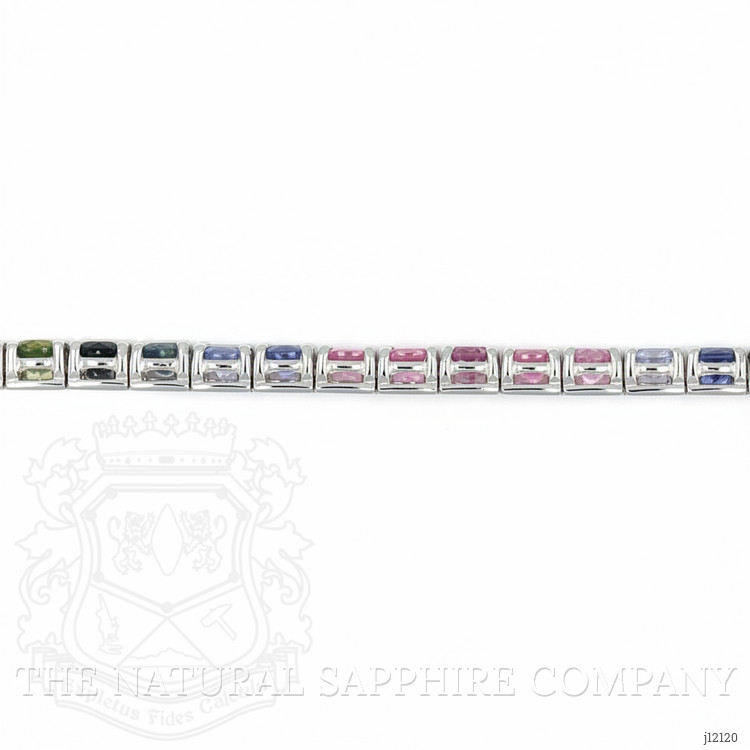 19.27 Ct.Tw. Multi Color Sapphire Tennis/Line Bracelet, 14K White Gold