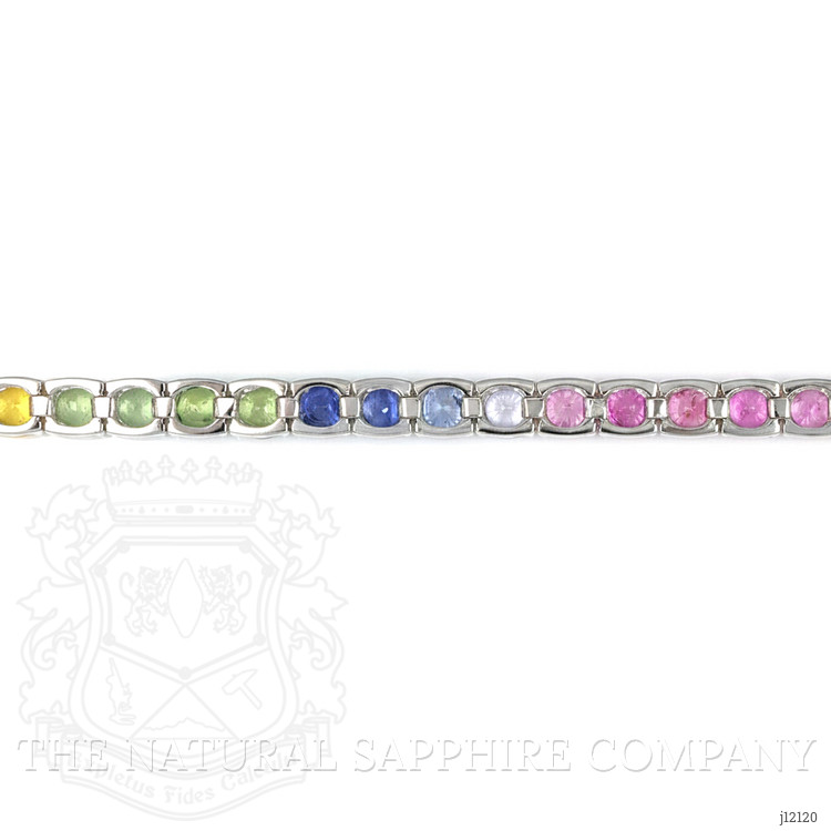 19.27 Ct.Tw. Multi Color Sapphire Tennis/Line Bracelet, 14K White Gold