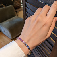19.27&nbsp;Ct.Tw.Total Carat Weight Multi Color Sapphire Tennis/Line Bracelet, 14K White Gold Life Style