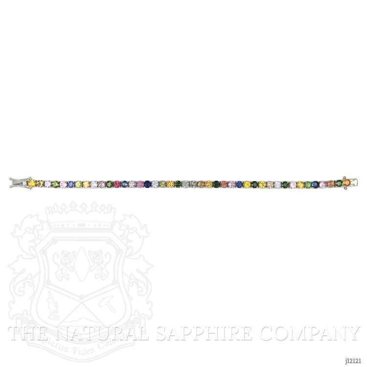 12.34 Ct.Tw. Multi Color Sapphire Tennis/Line Bracelet, 14K White Gold