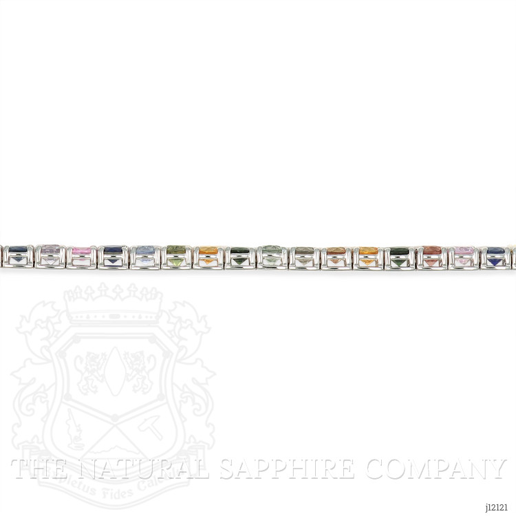 12.34 Ct.Tw. Multi Color Sapphire Tennis/Line Bracelet, 14K White Gold