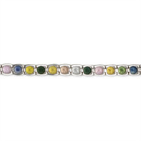 12.34&nbsp;Ct.Tw.Total Carat Weight Multi Color Sapphire Tennis/Line Bracelet, 14K White Gold Image