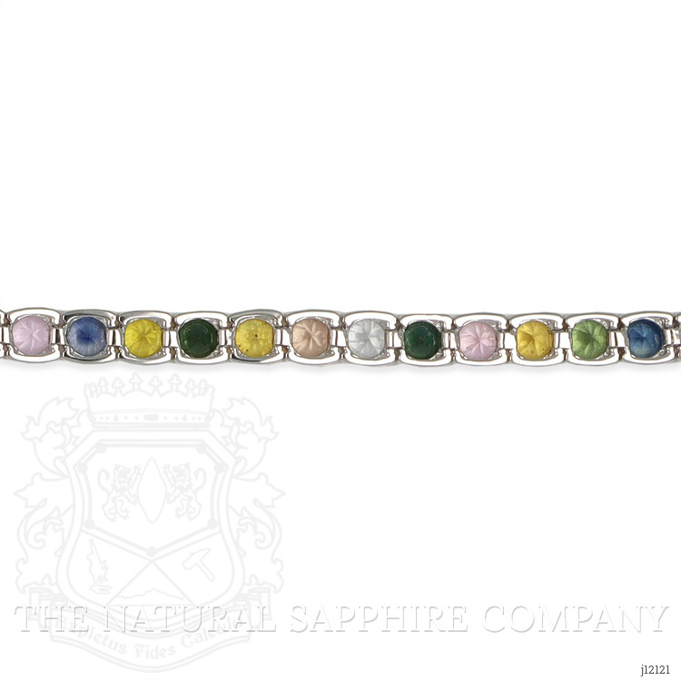 12.34 Ct.Tw. Multi Color Sapphire Tennis/Line Bracelet, 14K White Gold
