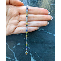 12.34&nbsp;Ct.Tw.Total Carat Weight Multi Color Sapphire Tennis/Line Bracelet, 14K White Gold Life Style