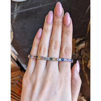 12.34&nbsp;Ct.Tw.Total Carat Weight Multi Color Sapphire Tennis/Line Bracelet, 14K White Gold Life Style