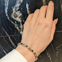 12.34&nbsp;Ct.Tw.Total Carat Weight Multi Color Sapphire Tennis/Line Bracelet, 14K White Gold Life Style