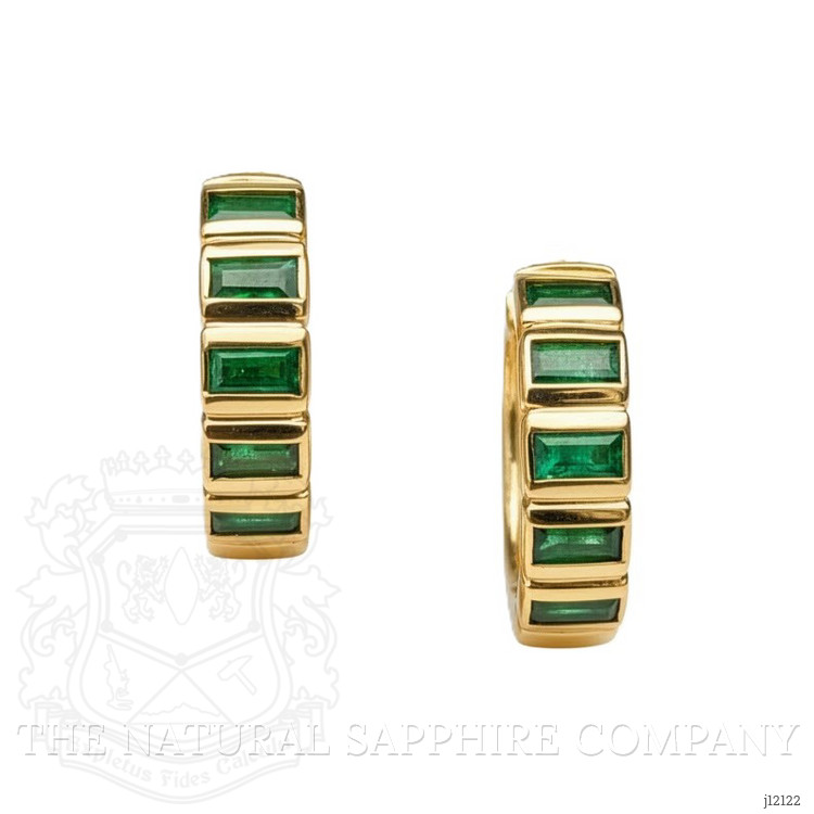 1.17 Ct.Tw. Emerald Bezel Earrings, 14K Yellow Gold