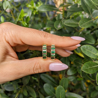 1.17 Ct.Tw.Total Carat Weight Emerald Bezel Earrings, 14K Yellow Gold Life Style