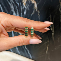 1.17 Ct.Tw.Total Carat Weight Emerald Bezel Earrings, 14K Yellow Gold Life Style