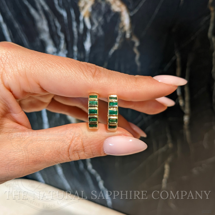1.17 Ct.Tw. Emerald Bezel Earrings, 14K Yellow Gold