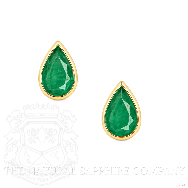0.79 Ct.Tw. Emerald Studs Earrings, 14K Yellow Gold