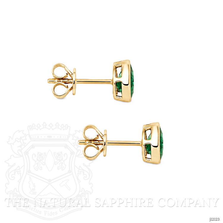 0.79 Ct.Tw. Emerald Studs Earrings, 14K Yellow Gold