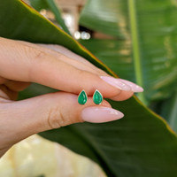 0.79&nbsp;Ct.Tw.Total Carat Weight Emerald Studs Earrings, 14K Yellow Gold Life Style