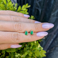 0.79 Ct.Tw.Total Carat Weight Emerald Studs Earrings, 14K Yellow Gold Life Style