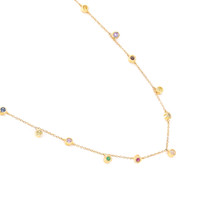 0.33 Ct. Multi Color Sapphire Bezel Necklace, 14K Yellow Gold Image