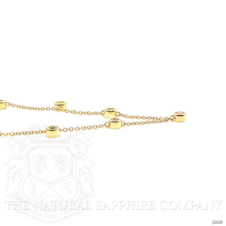 0.33 Ct. Multi Color Sapphire Bezel Necklace, 14K Yellow Gold