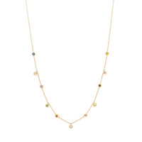 0.33 Ct. Multi Color Sapphire Bezel Necklace, 14K Yellow Gold Image