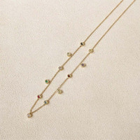0.33 Ct. Multi Color Sapphire Bezel Necklace, 14K Yellow Gold Life Style