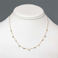 0.33 Ct. Multi Color Sapphire Bezel Necklace, 14K Yellow Gold Life Style