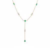 0.62 Ct.Tw.Total Carat Weight Emerald and Natural Diamond Accent Stones Necklace, 14K Yellow Gold Image
