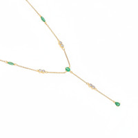 0.62&nbsp;Ct.Tw.Total Carat Weight Emerald and Natural Diamond Accent Stones Necklace, 14K Yellow Gold Image