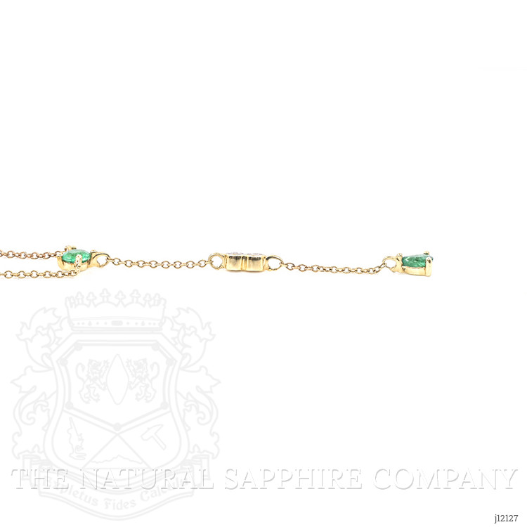 0.62 Ct.Tw. Emerald and Natural Diamond Accent Stones Necklace, 14K Yellow Gold