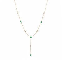 0.62 Ct.Tw.Total Carat Weight Emerald and Natural Diamond Accent Stones Necklace, 14K Yellow Gold Image