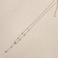 0.62 Ct.Tw.Total Carat Weight Emerald and Natural Diamond Accent Stones Necklace, 14K Yellow Gold Life Style