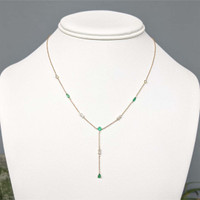 0.62 Ct.Tw.Total Carat Weight Emerald and Natural Diamond Accent Stones Necklace, 14K Yellow Gold Life Style