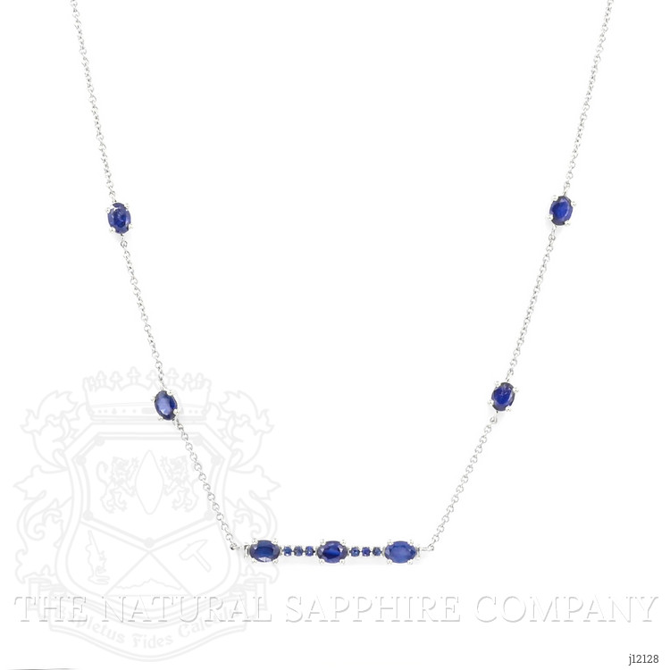 0.18 Ct. Blue Sapphire Accent Stones Necklace, 14K White Gold