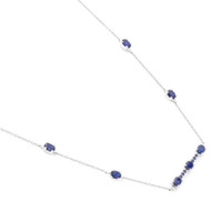 0.18 Ct. Blue Sapphire Accent Stones Necklace, 14K White Gold Image