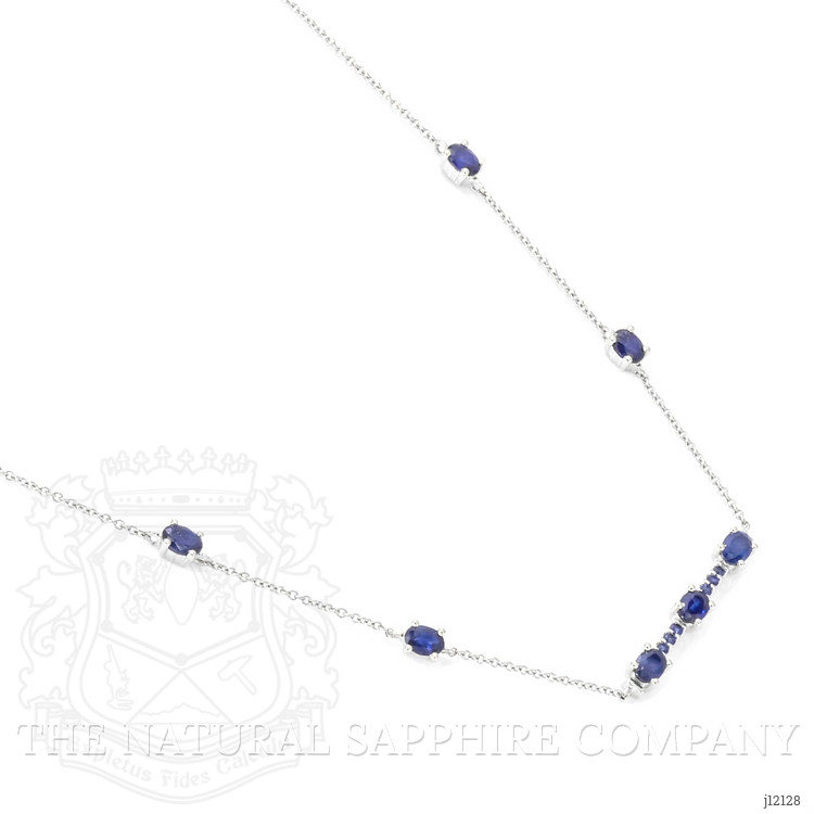0.18 Ct. Blue Sapphire Accent Stones Necklace, 14K White Gold