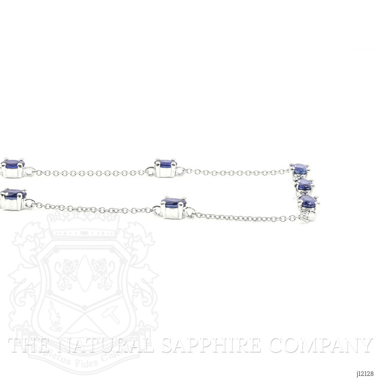 0.18 Ct. Blue Sapphire Accent Stones Necklace, 14K White Gold