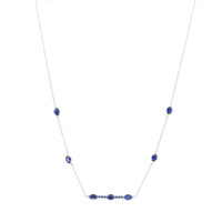 0.18 Ct. Blue Sapphire Accent Stones Necklace, 14K White Gold Image
