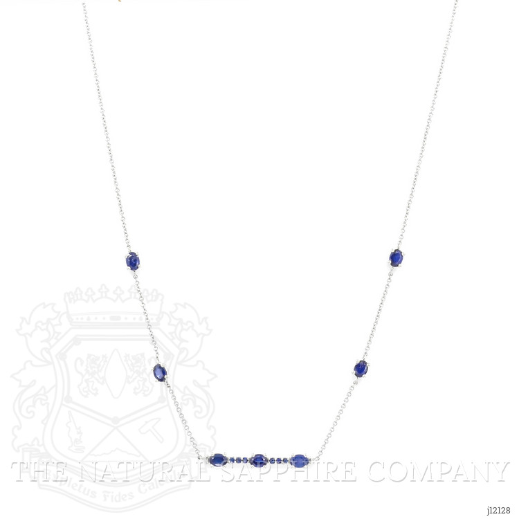 0.18 Ct. Blue Sapphire Accent Stones Necklace, 14K White Gold
