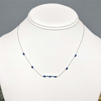 0.18 Ct. Blue Sapphire Accent Stones Necklace, 14K White Gold Life Style