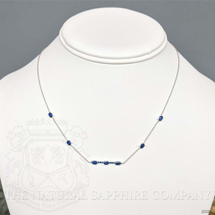 0.18 Ct. Blue Sapphire Accent Stones Necklace, 14K White Gold