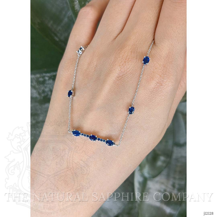 0.18 Ct. Blue Sapphire Accent Stones Necklace, 14K White Gold