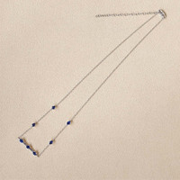 0.18 Ct. Blue Sapphire Accent Stones Necklace, 14K White Gold Life Style