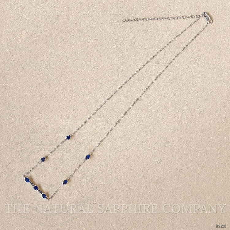 0.18 Ct. Blue Sapphire Accent Stones Necklace, 14K White Gold