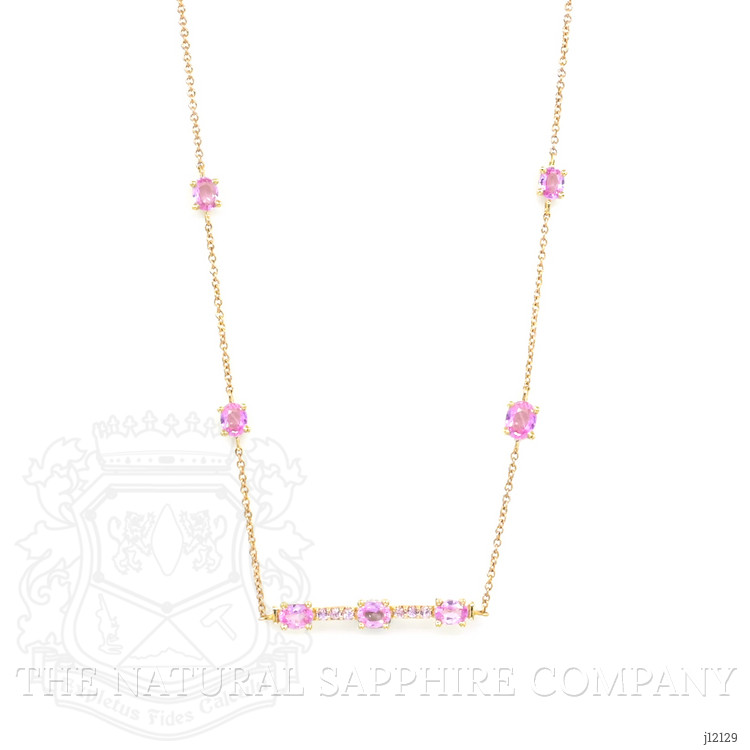 0.17 Ct. Pink Tourmaline Accent Stones Necklace, 14K Yellow Gold