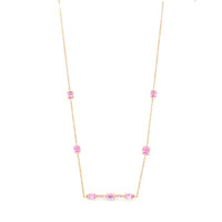0.17 Ct. Pink Tourmaline Accent Stones Necklace, 14K Yellow Gold Image