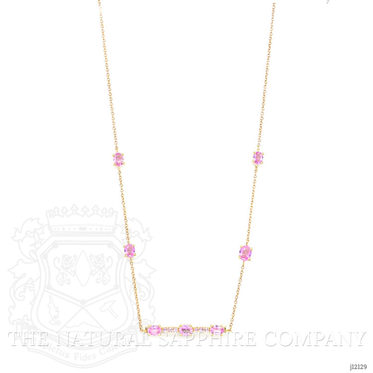 0.17 Ct. Pink Tourmaline Accent Stones Necklace, 14K Yellow Gold