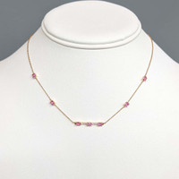 0.17 Ct. Pink Tourmaline Accent Stones Necklace, 14K Yellow Gold Life Style